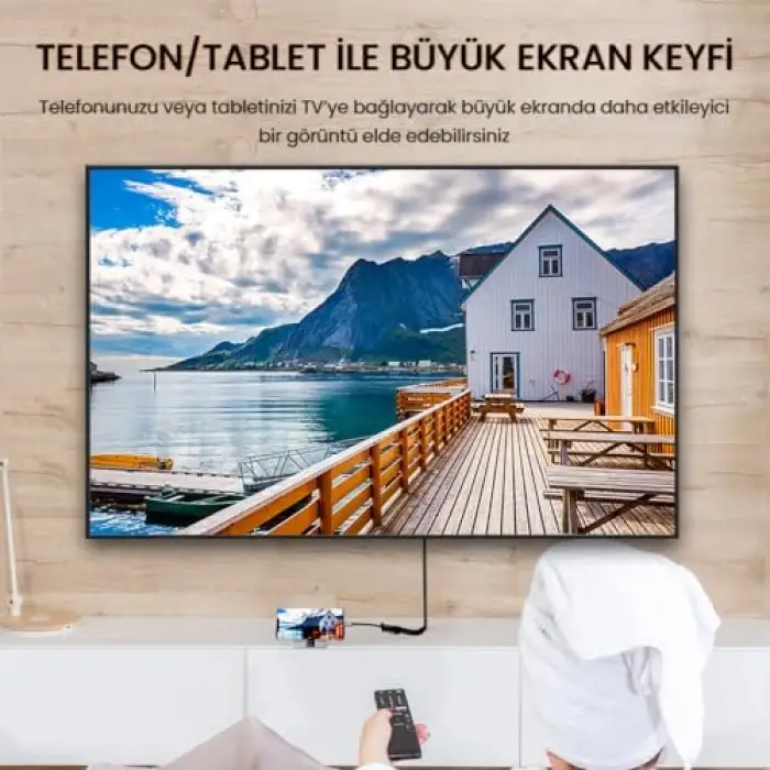 Type-C bağlantısından HDMI görüntü alan 4K 30Hz dönüştürücü adaptör