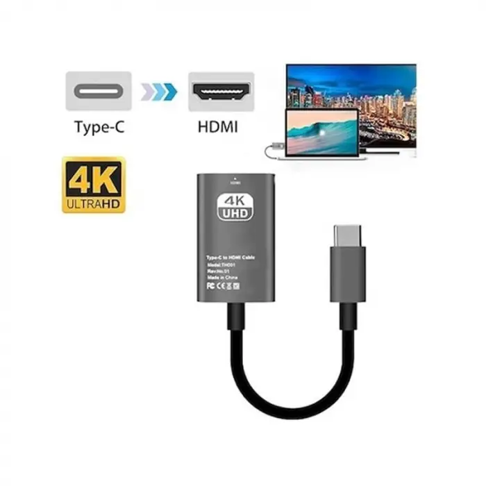 Type-C - HDMI Çevirici USB C - HDMI Adaptör, Macbook Uyumlu, HC03