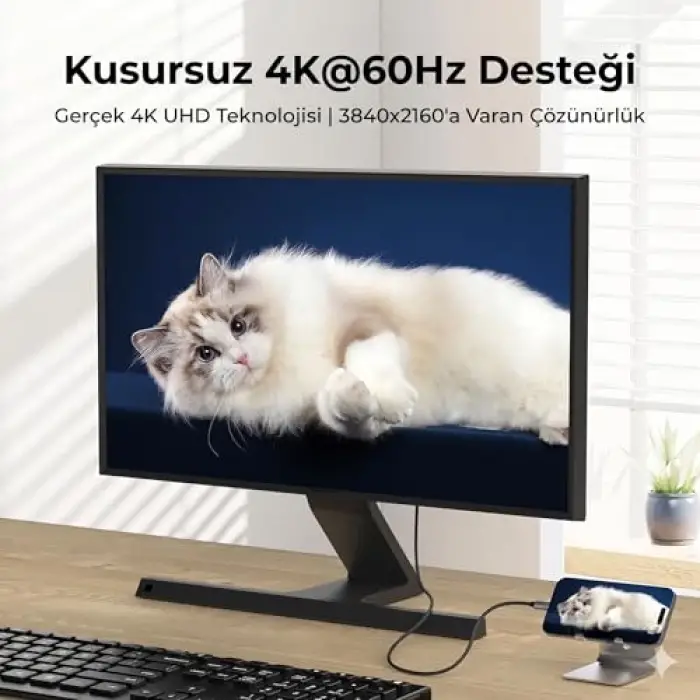 Type-C HDMI dönüştürücü, 4K 60Hz ve 18 Gbps
