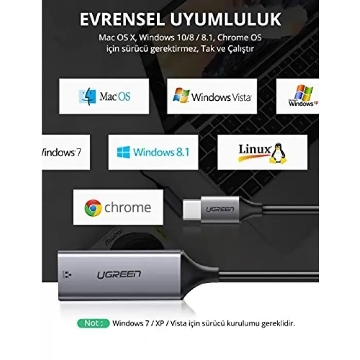 Type-C RJ45 Ethernet Dönüştürücü Adaptör