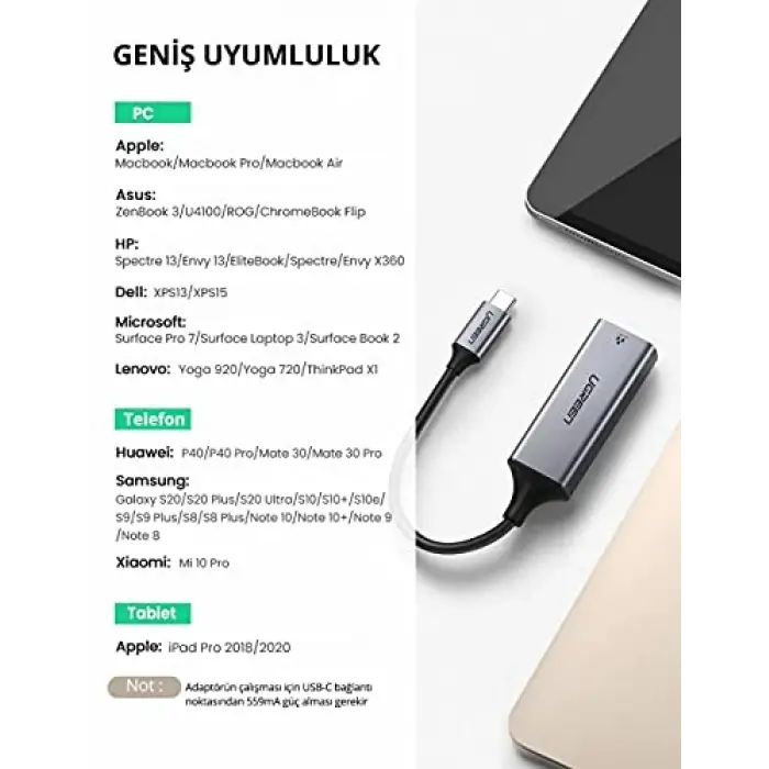 Type-C RJ45 Ethernet Dönüştürücü Adaptör