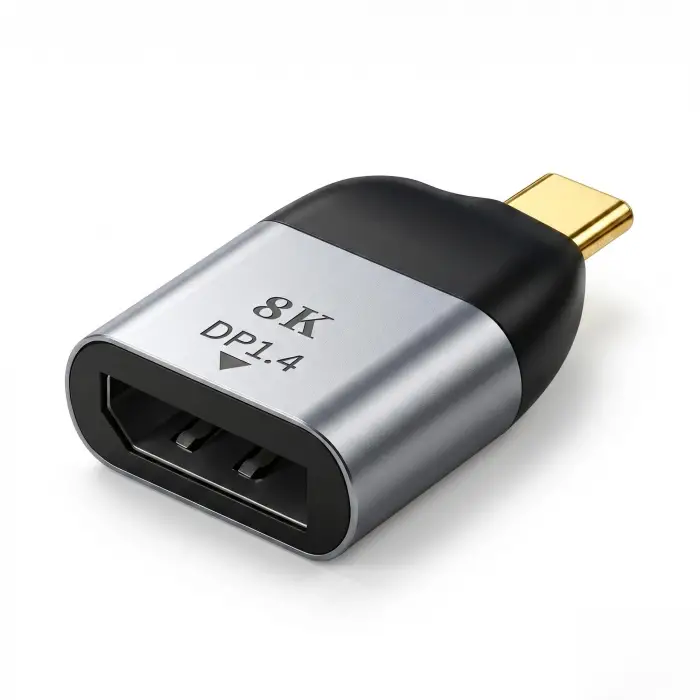 Type-C to DisplayPort 1.4 Çevirici Mini Adaptör - 8Kya Kadar Destek - USB-Cden DP Görüntü Dönüştürücü - Alüminyum Gövde - Laptop Tablet Telefon Uyumlu - Tak Çalıştır