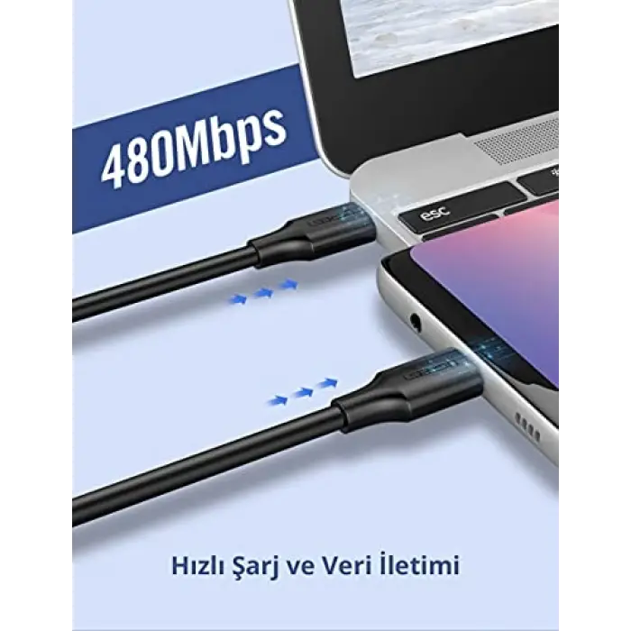 Type-C to Type-C Hızlı Şarj ve Data Kablosu, 1.5 Metre, Beyaz