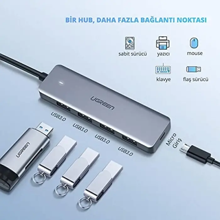 Type-C USB 3.0 4 Port USB Hub Çoklayıcı