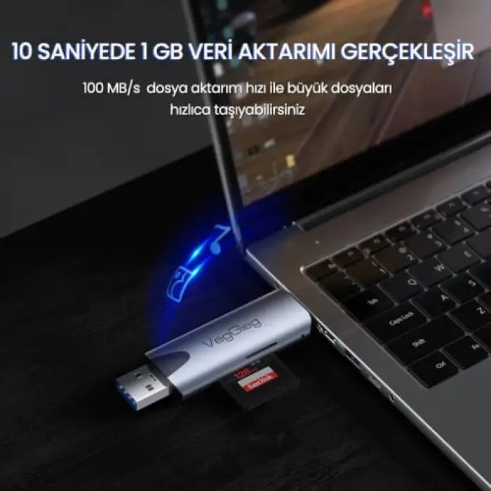 Type-C ve USB 3.0 SD-MicroSD TF Kart Okuyucu