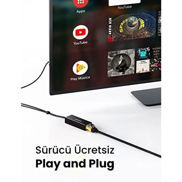 Ugreen Micro USB Ethernet Dönüştürücü Adaptör, Siyah