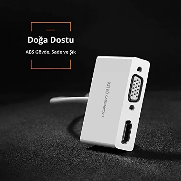 Ugreen Type-C to HDMI-VGA Dönüştürücü Adaptör Beyaz