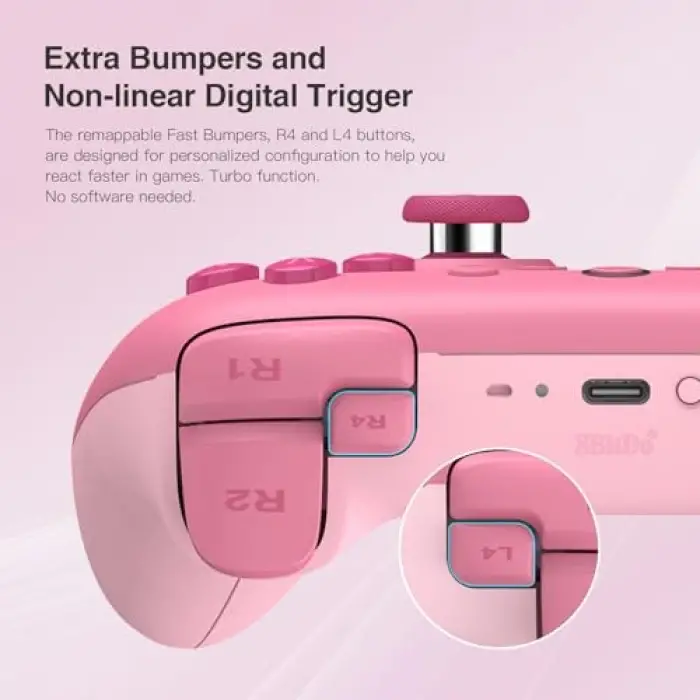 Ultimate 2C Bluetooth Controller for Switch 2, Switch/OLED/Lite, Hall Effect Joysticks, Non-linear Digital Triggers, Remappable L4/R4 Bumpers, 6-axis Motion, Rumble Vibration