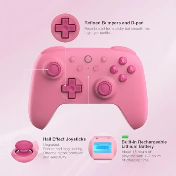 Ultimate 2C Bluetooth Controller for Switch 2, Switch/OLED/Lite, Hall Effect Joysticks, Non-linear Digital Triggers, Remappable L4/R4 Bumpers, 6-axis Motion, Rumble Vibration