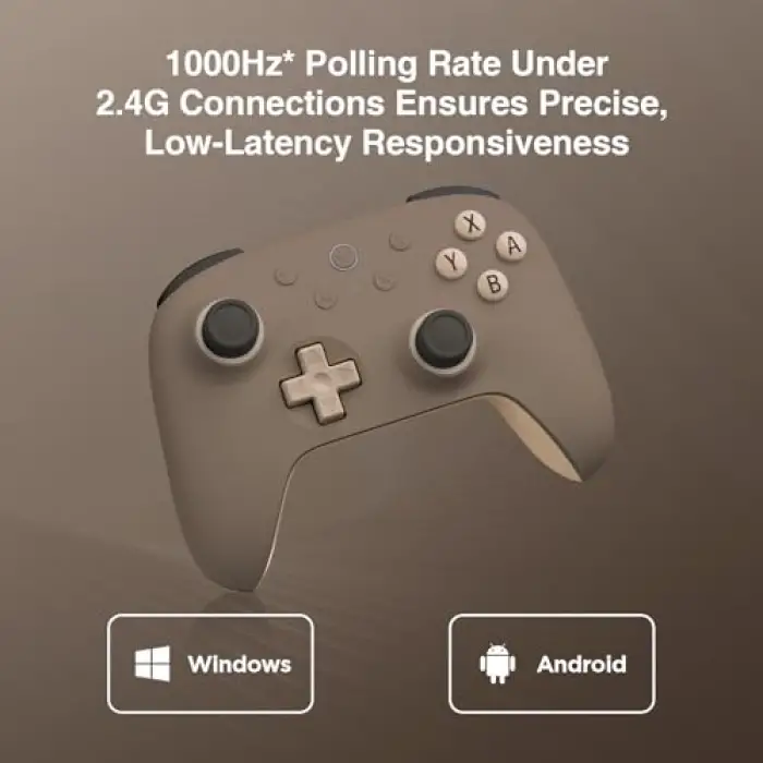 Ultimate 2C Wireless Controller for Windows PC and Android, with 1000Hz Polling Rate, Hall Effect Joysticks and Hall Triggers, and Remappable L4/R4 Bumpers, Turbo Function (Brownie)