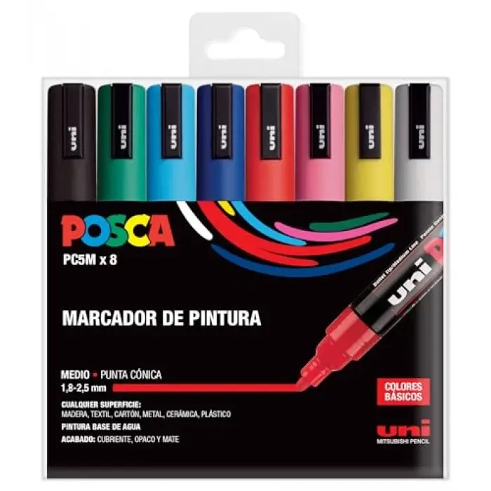 UNI PC 5M Basic Set - 8li Marker Paketi