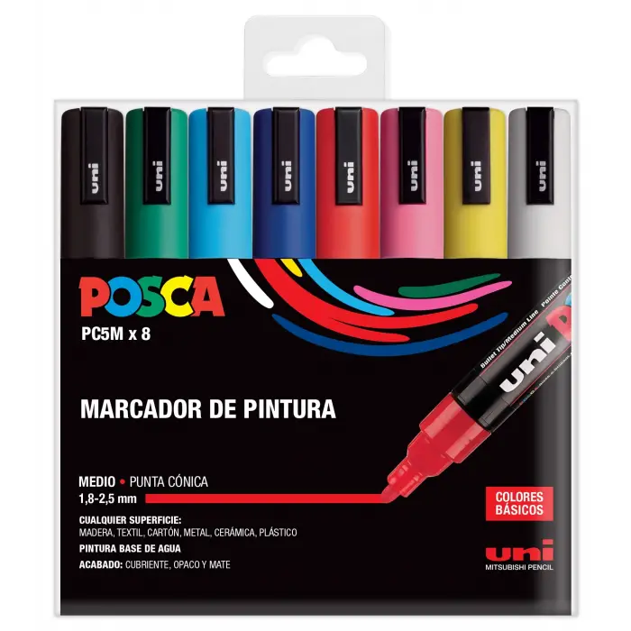 UNI PC 5M Basic Set - 8li Marker Paketi