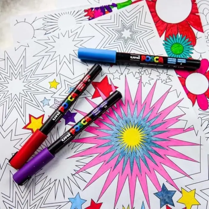 Uni Posca Markör Kalem 3M Set 0.9-1.3 mm Keçe Uçlu (12li Set)