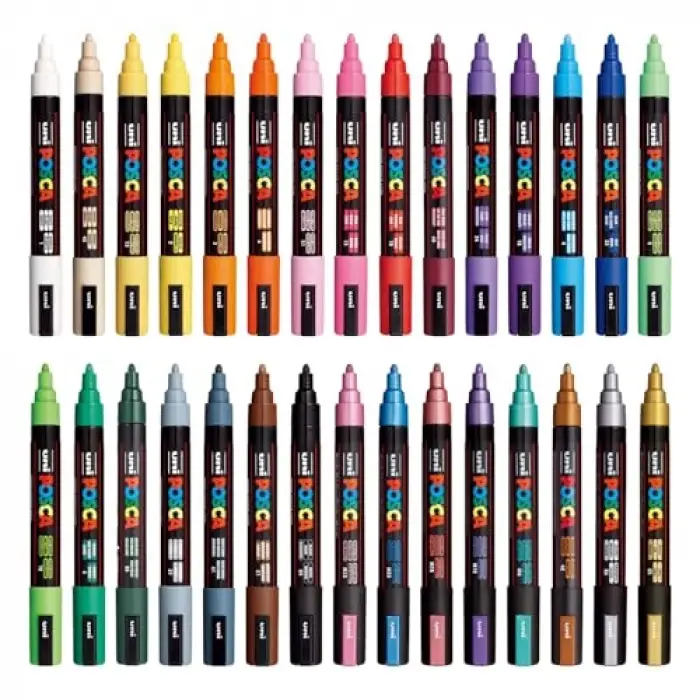 Uni Posca Markör Kalem 5M Set 1.8-2.5 mm Keçe Uçlu (30lu Set)
