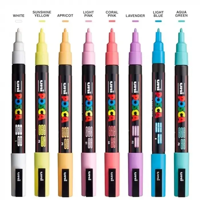 UNİ POSTER MARKÖRÜ SET PC-3M/8C SC SOFT RENK 8 Lİ