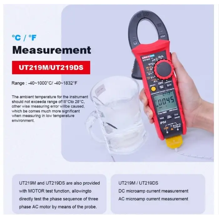 Uni-trend Multimeter clamp meter UT219E UT219M UT219DS Pro clamp meter Digital Professional Pliers Ammeter 6000 Counts Electrical Repair Meter Tester(UT219E)