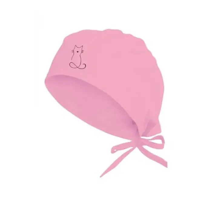 Unisex Pembe Kedi Temalı Hastane Bonesi