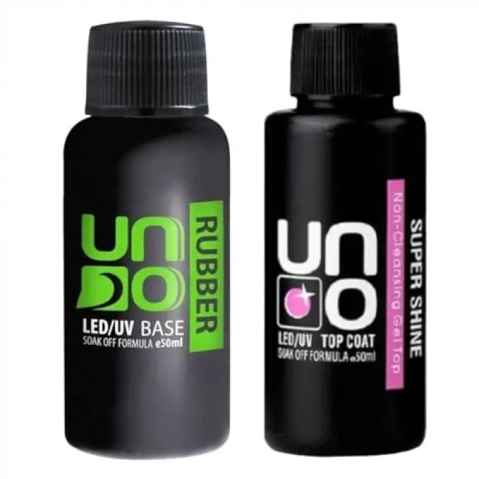 Uno Rubber Base Coat ve Uno Top Coat seti, 50 ML