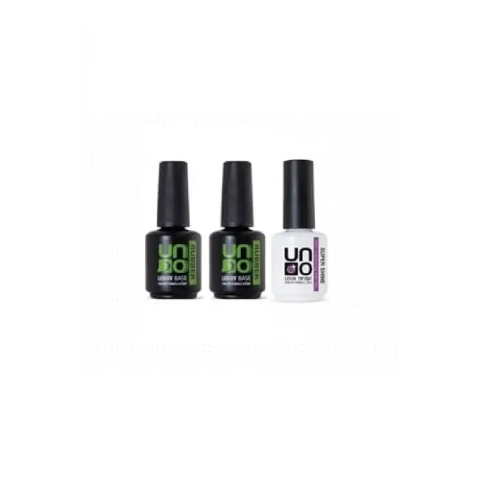 Uno Top Coat Super Shine 15 Ml, Uno Rubber Base Coat 15M X2 3lü Set Şeffaf