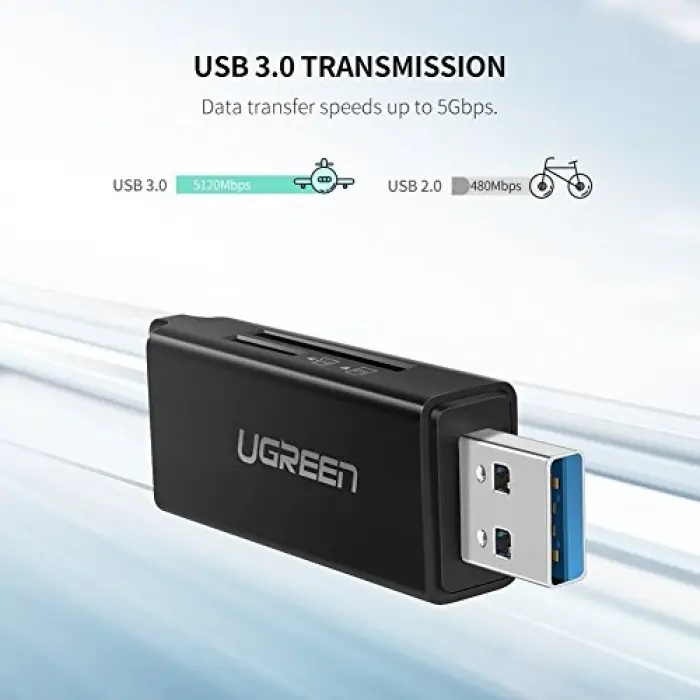 USB 3.0 SD ve Micro SD Kart Okuyucu, Siyah
