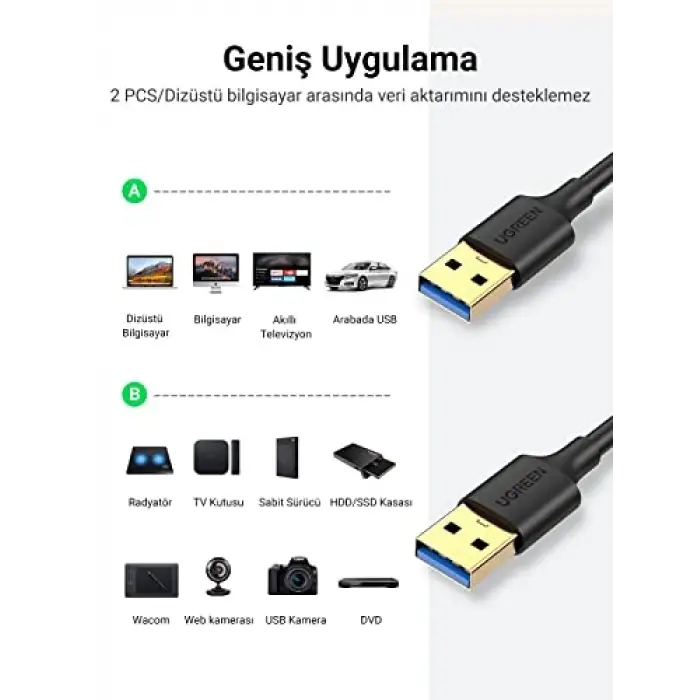 USB 3.0 USB to USB Data Kablosu, 1 Metre