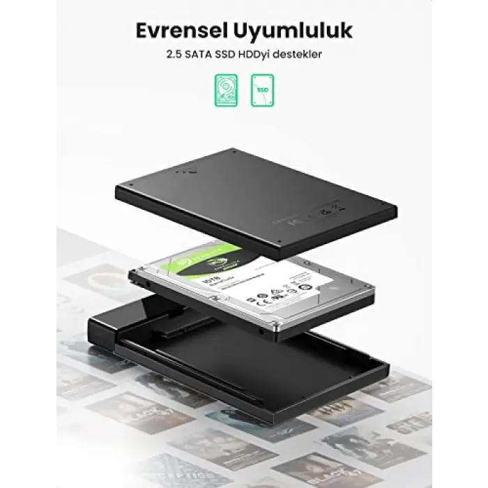 USB 3.1 Gen 2 Tip C Muhafaza, 2,5 İnç Sabit Sürücü, 6TB, 6Gbps, Windows Mac OS Linux ile Uyumlu