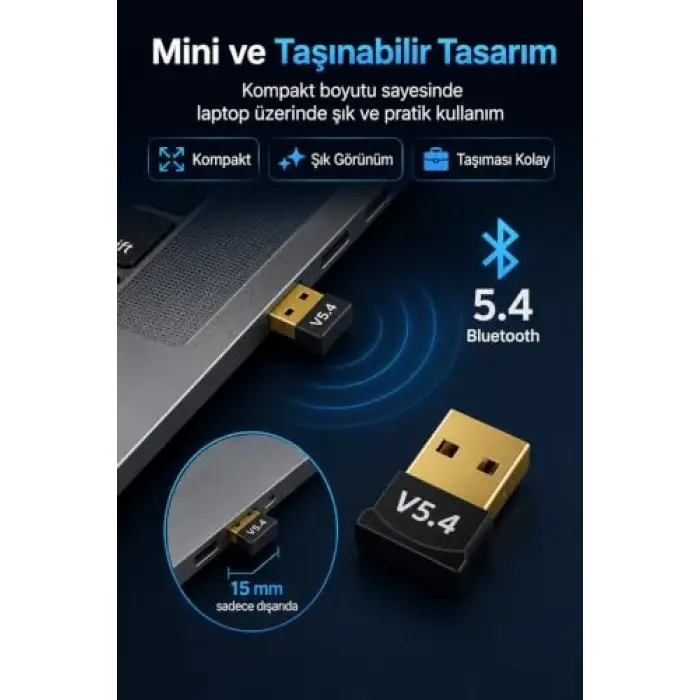 USB Bluetooth Dongle Pc Laptop Kablosuz Bluetooth 5.4 Adaptör V5.4 Bluetooth Aparatı