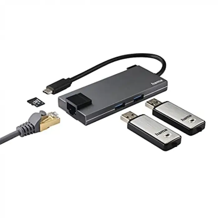 USB-C 3.1 Adaptör, 2xUSB-A, 1xUSB-C, 1xHDMI, 1xEtherne