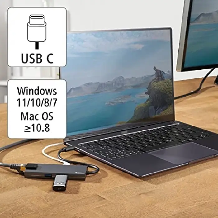 USB-C 3.1 Adaptör, 2xUSB-A, 1xUSB-C, 1xHDMI, 1xEtherne