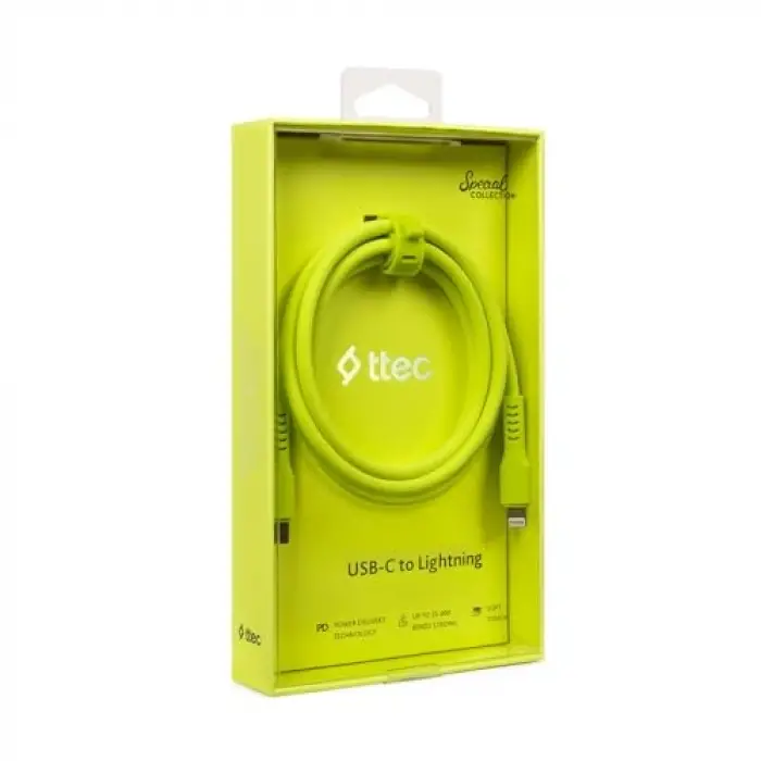 USB-C - Lightning Hızlı Şarj Kablosu 120cm Neon (Neon Sarı)