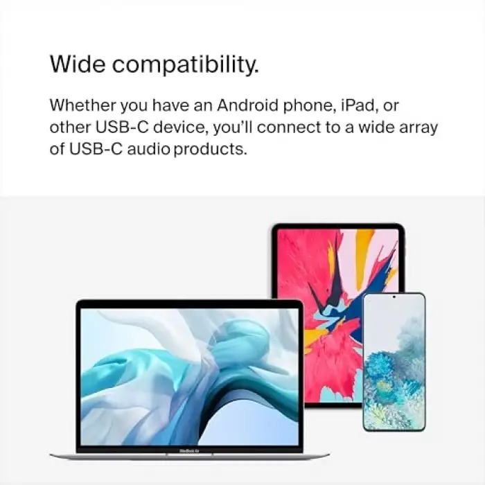 USB-C Ses + Şarj Adaptörü, USB-C 60W Güç Dağıtımlı Kulaklık Adaptörü, iPhone 15, iPad Pro, Galaxy, Note, Google Pixel, LG, Sony ve OnePlus için Hızlı Şarj, Beyaz