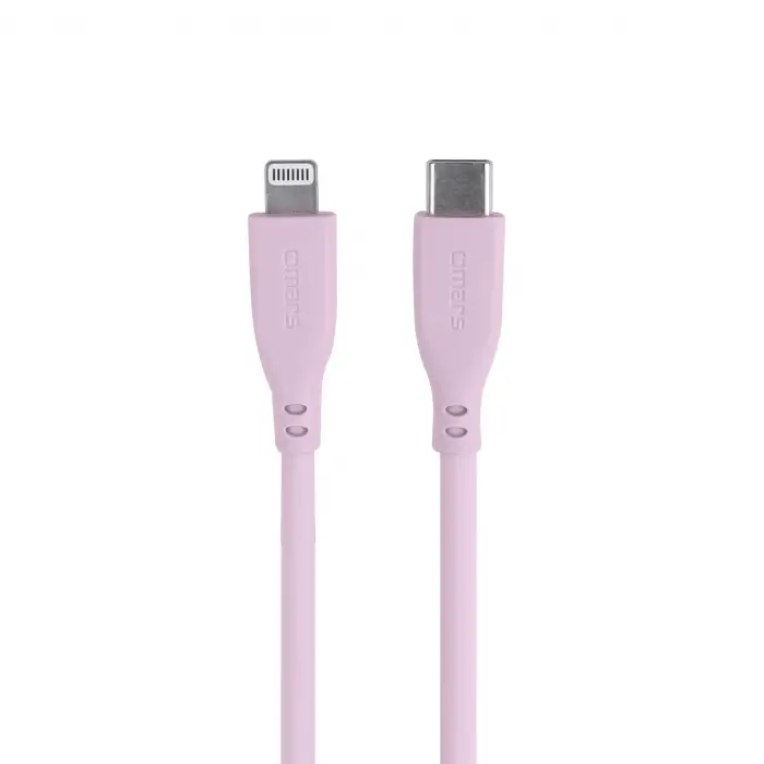 USB-C to MFI Lightning iPhone Silikon PD Hızlı Şarj Kablosu Pembe