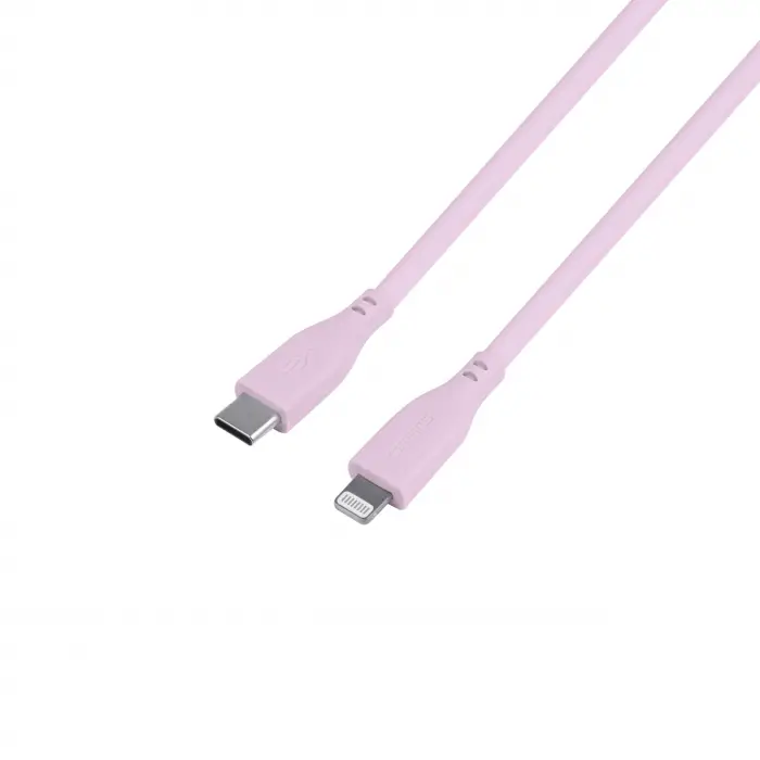 USB-C to MFI Lightning iPhone Silikon PD Hızlı Şarj Kablosu Pembe
