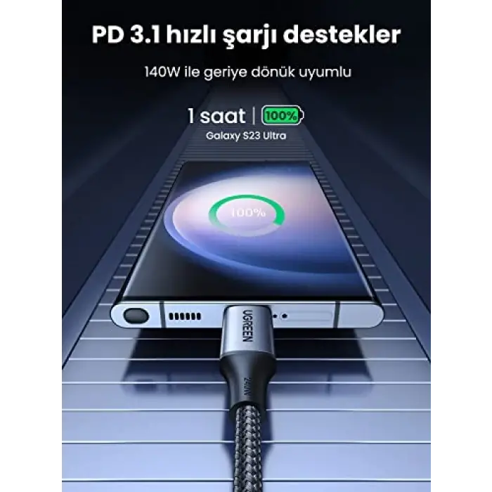 USB C to Type-C PD 3.1 240W 5A Hızlı Şarj ve Data Kablosu 2 Metre