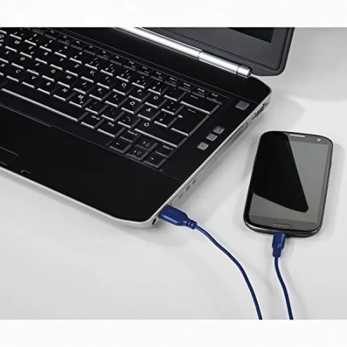 USB-C - USB-A 0.75 Metre USB Kablo, Mavi