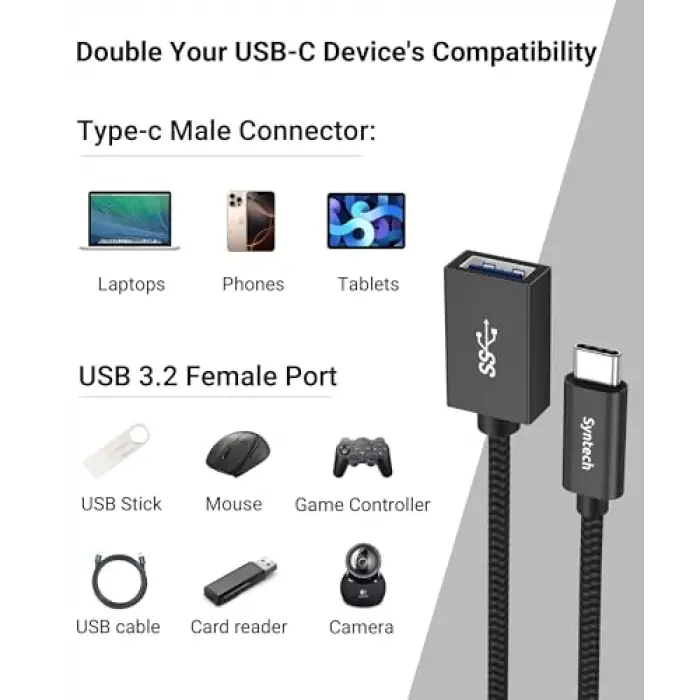 USB C; USB Adaptörü 2 Paketi, USB 3.0 OTG, 10Gbps