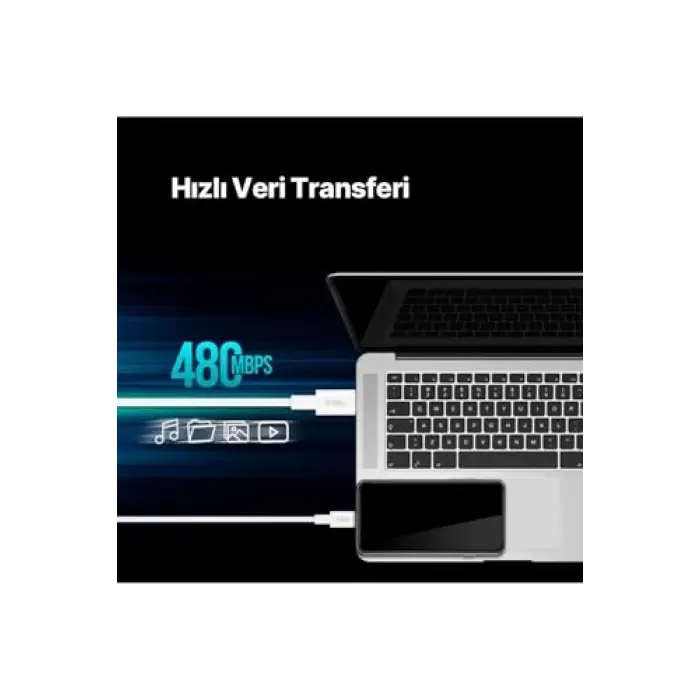 USB-C - USB-C 300cm 60W PD/QC Hızlı Şarj/Data Kablosu Beyaz