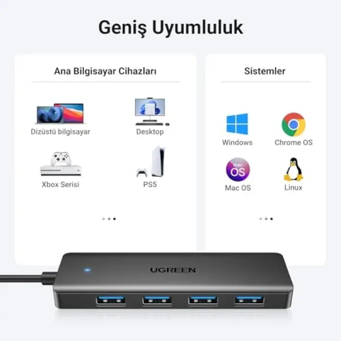 USB Hub 3.0 USB Ayırıcı MacBook; Mac Mini, iMac, Surface Pro, Xps, Thinkpad, USB Flash Sürücüler, Mobil Hdd, Masaüstü Bilgisayar ve daha fazlası için 5 Gbps USB dağıtıcısı (15 cm)