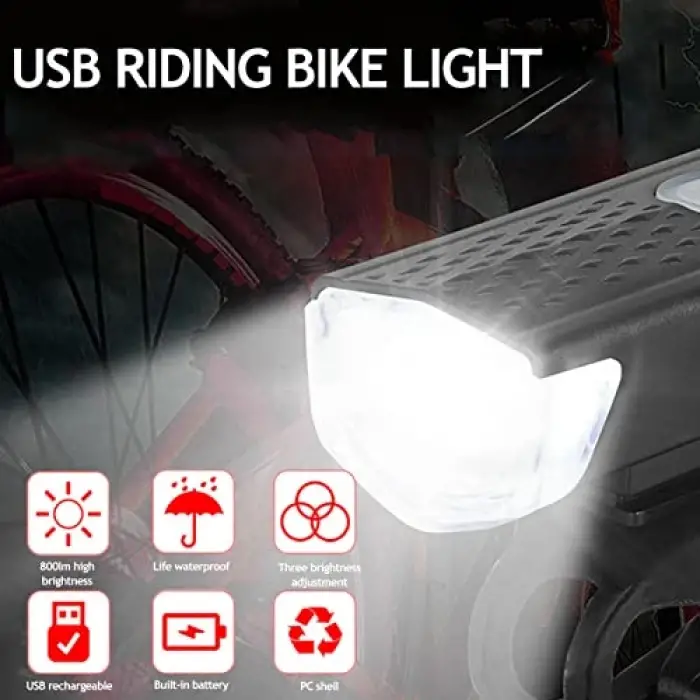 USB Şarjlı Bisiklet Ön-Arka Far Stop Lambası Seti