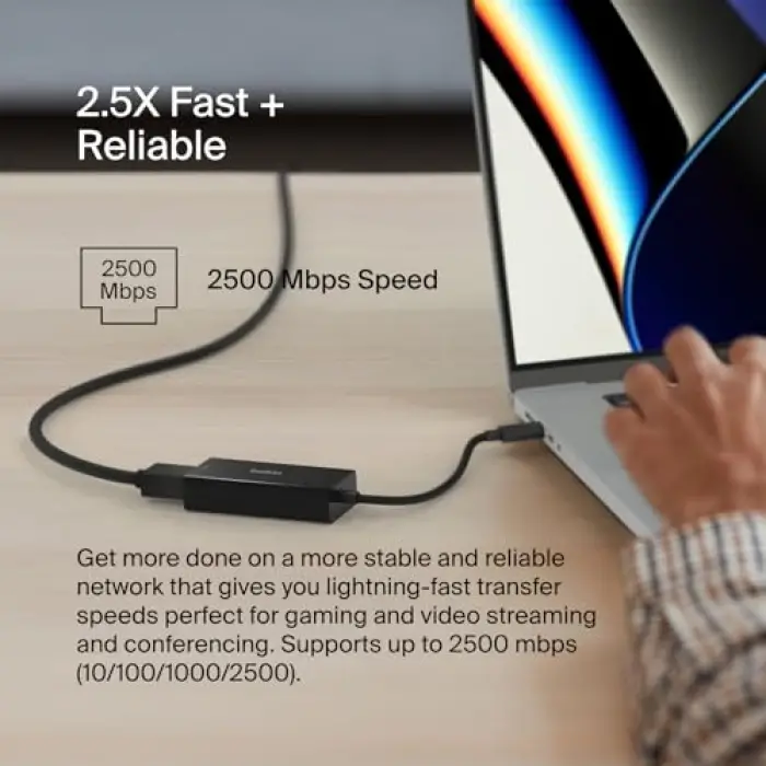 USB Type-C 2.5 GB Ethernet Adaptörü, USB, Thunderbolt 3 ve 4, MacBook Pro/Air, iPad Pro, Xps, Surface ve USB-C Aygıtlarla Uyumlu
