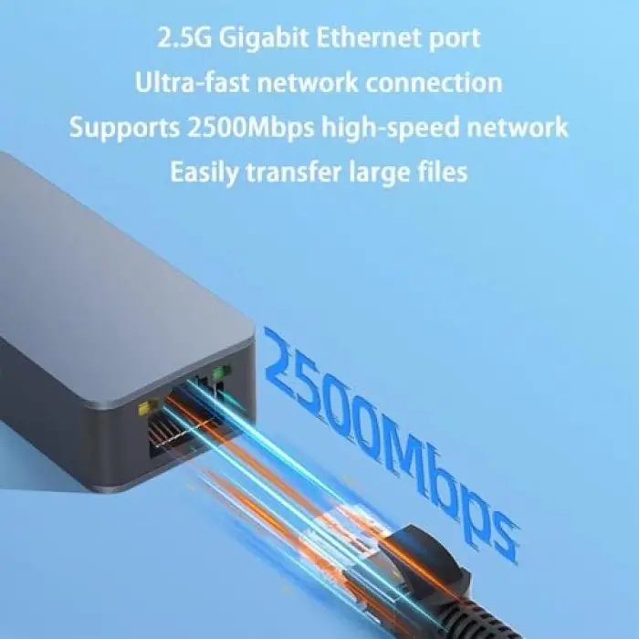USB Type-C 2.5Gbps Ethernet Adaptörü, 10/100/1000/2500Mbps, Windows ve Mac Uyumlu, RJ45, USB 3.0 ve Type-C, Harici Güç Gerektirmez, ZR1144