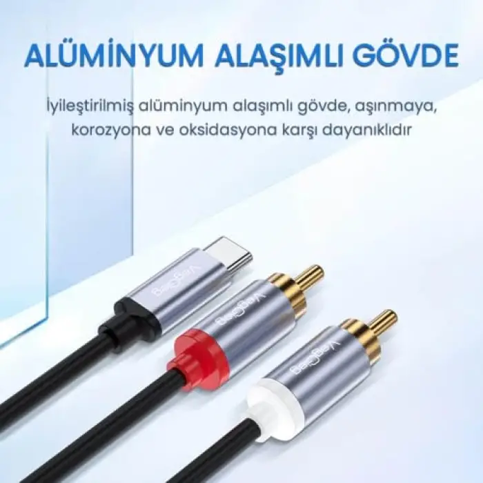 USB Type-C to 2 RCA Ses Kablosu 3 Metre