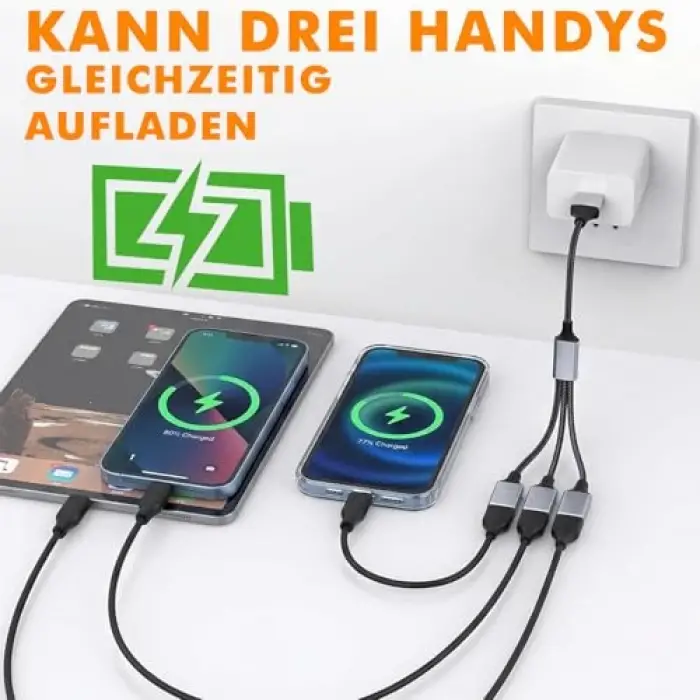 USB2.0 bire üç (şarj + OTG aktarımı) koyu gri