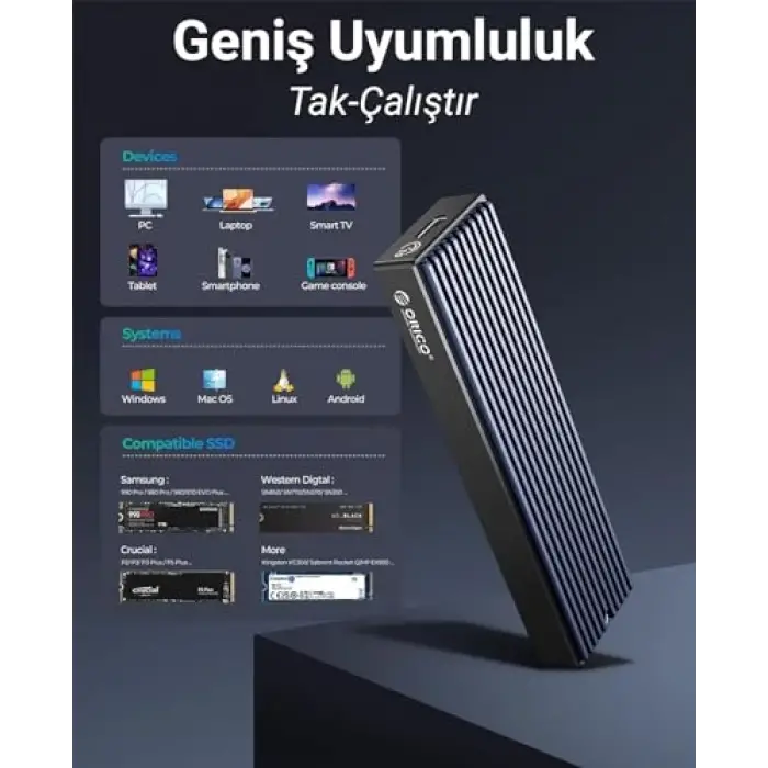 USB3.1 Gen2 10Gbps M.2 NVMe Ssd Disk Kutusu, Alüminyum