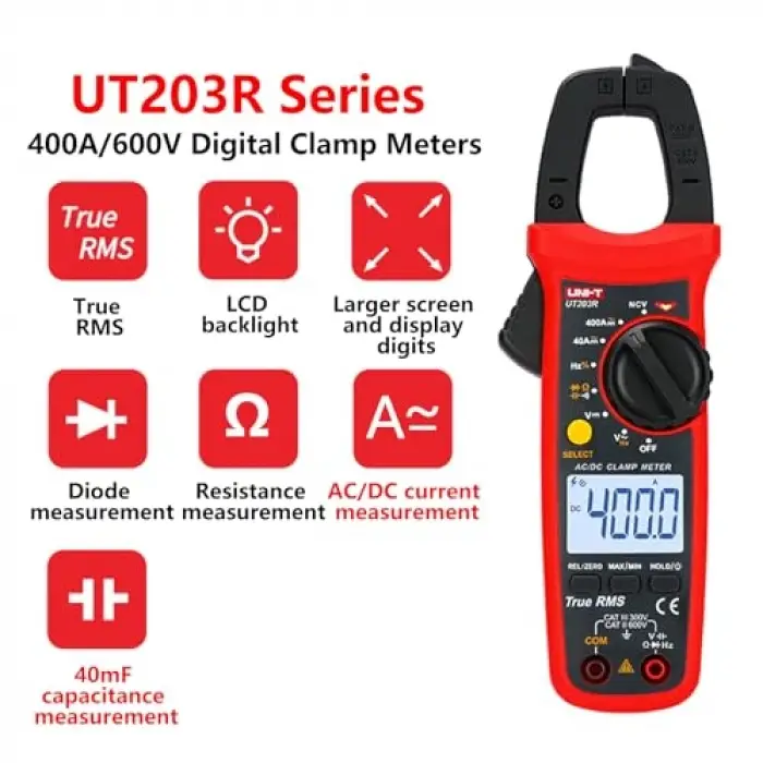 UT-203+ 600V 400A AC/DC Dijtal Pensampermetre