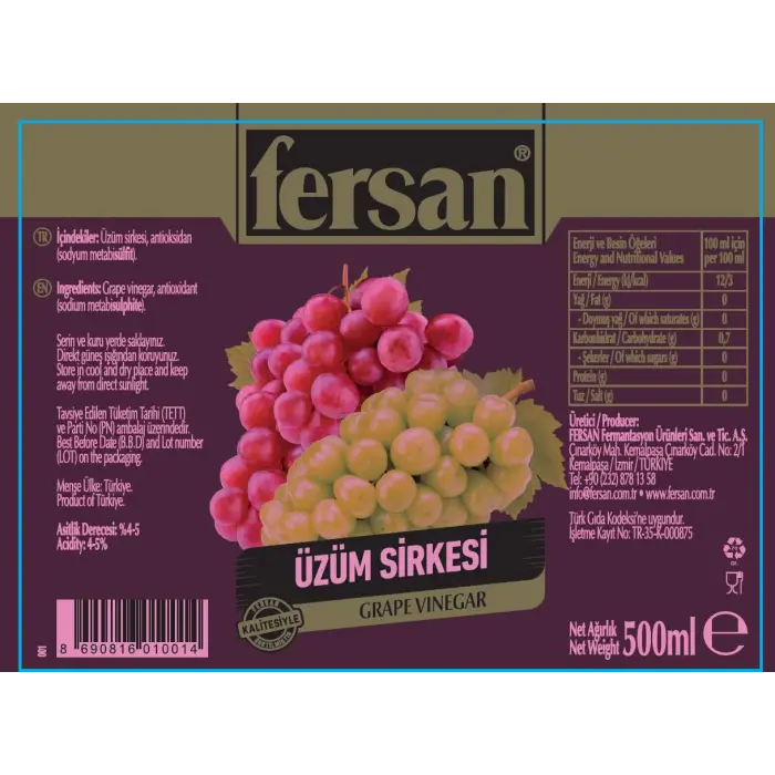 Üzüm Sirkesi (Cam, 500 ml)