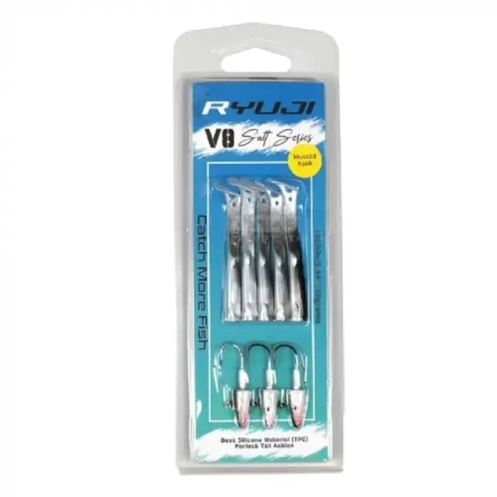 V8 10 cm 10 g Silikon Yem Set (3+5) Black Back