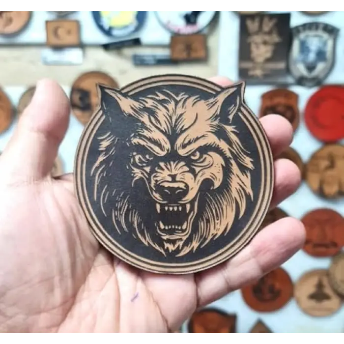 Vahşi Kurt yuvarlak deri arma patch