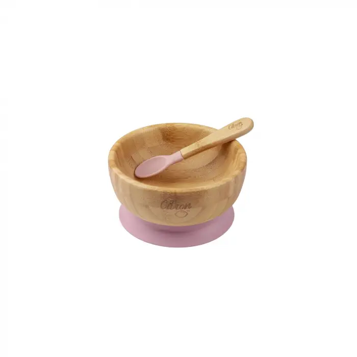Vakum Tabanlı Organik Bambu Kase Seti - Blush Pink 1073612