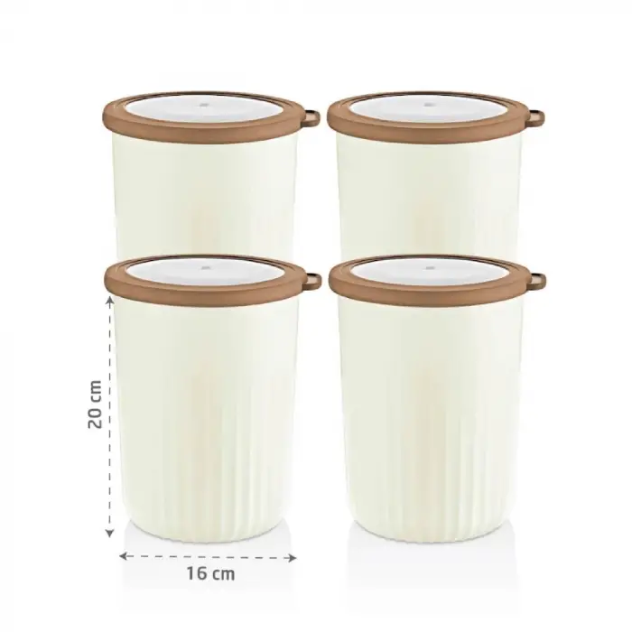 Vakumlu Saklama Kabı Silindir; Kumsal 2,10 L*4lü